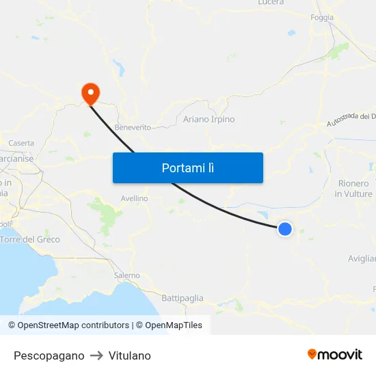 Pescopagano to Vitulano map