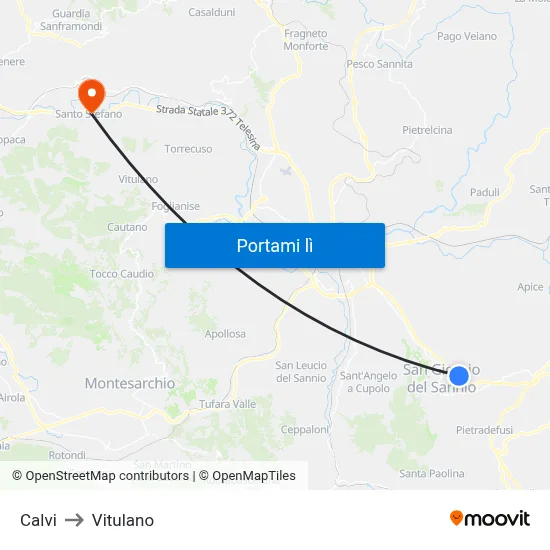 Calvi to Vitulano map