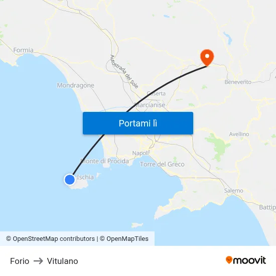 Forio to Vitulano map
