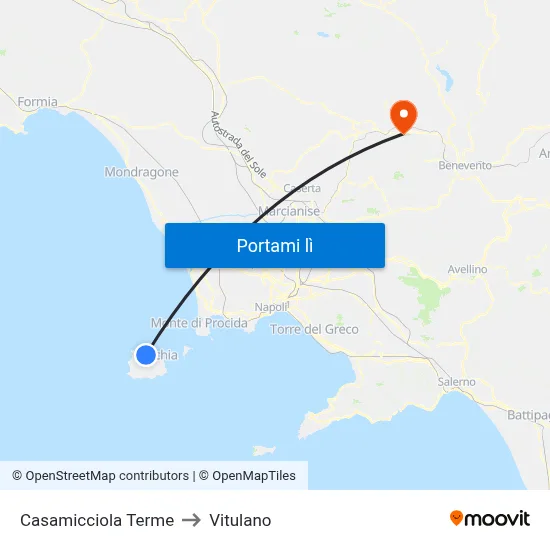 Casamicciola Terme to Vitulano map