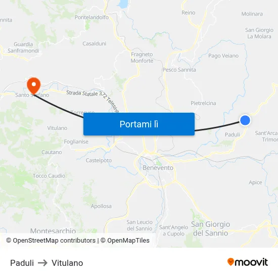 Paduli to Vitulano map