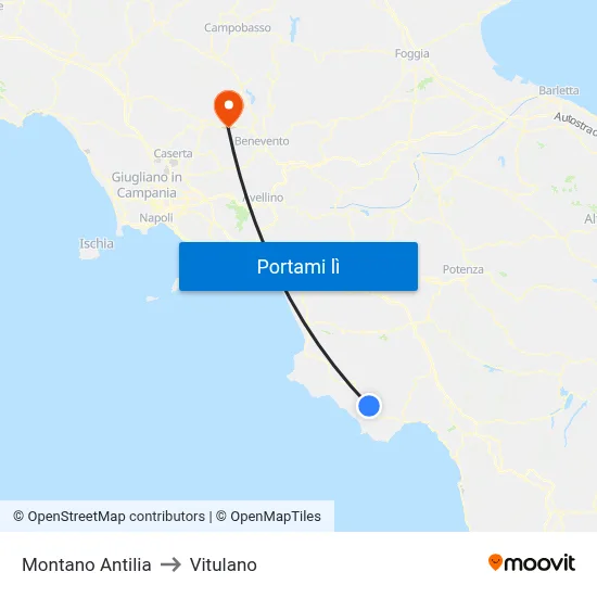 Montano Antilia to Vitulano map