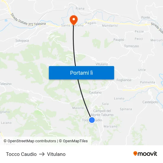 Tocco Caudio to Vitulano map