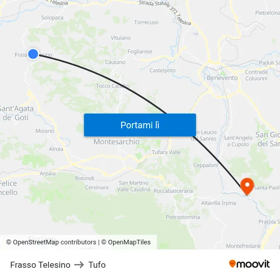 Frasso Telesino to Tufo map