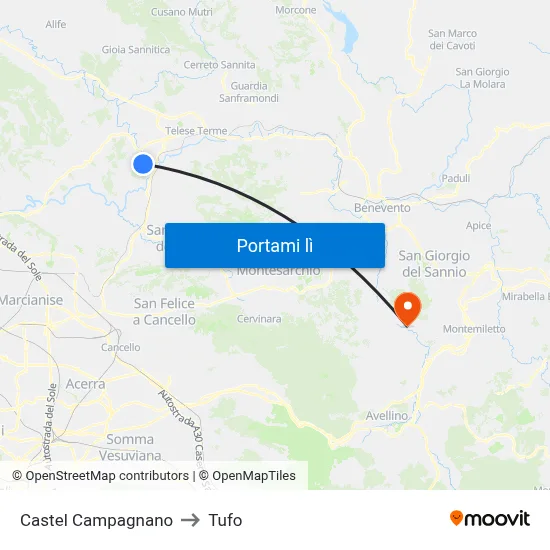 Castel Campagnano to Tufo map