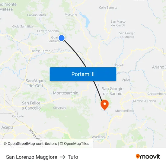 San Lorenzo Maggiore to Tufo map