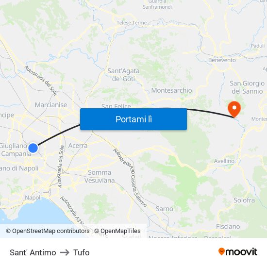 Sant' Antimo to Tufo map