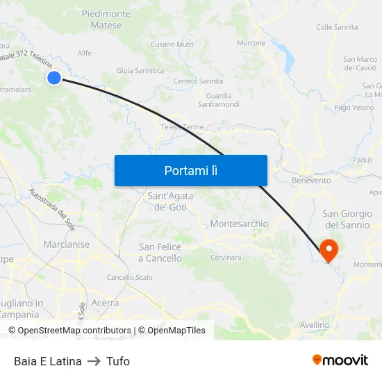 Baia E Latina to Tufo map
