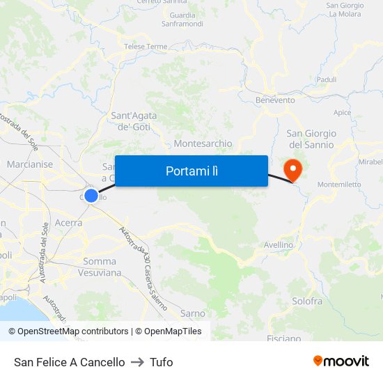 San Felice A Cancello to Tufo map