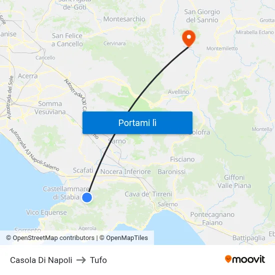 Casola Di Napoli to Tufo map
