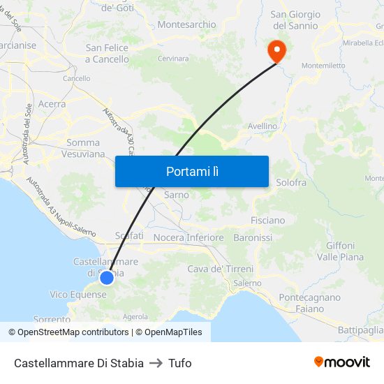 Castellammare Di Stabia to Tufo map