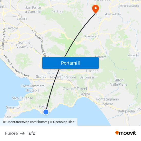 Furore to Tufo map