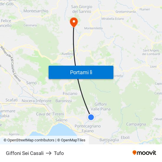 Giffoni Sei Casali to Tufo map