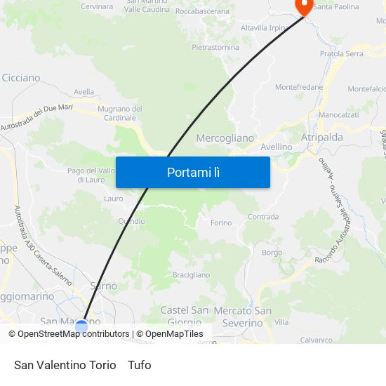 San Valentino Torio to Tufo map