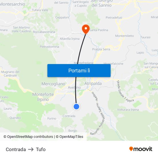 Contrada to Tufo map