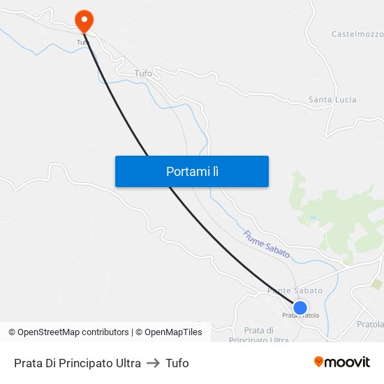 Prata Di Principato Ultra to Tufo map