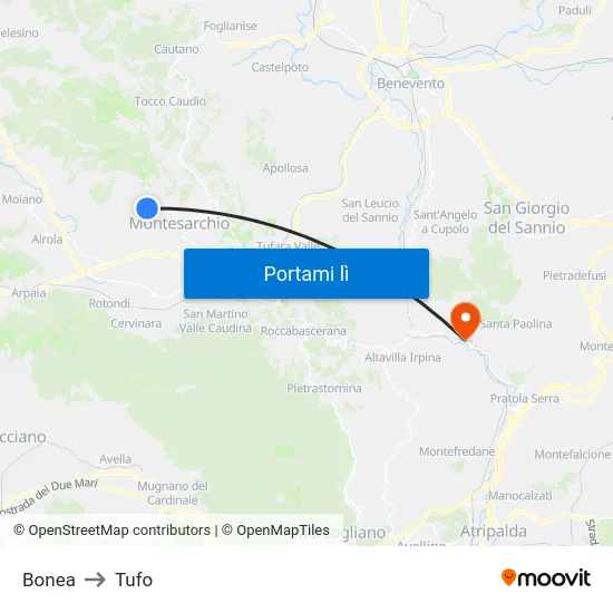 Bonea to Tufo map