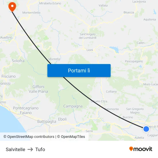 Salvitelle to Tufo map