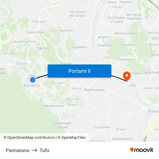Pannarano to Tufo map