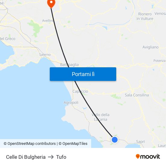 Celle Di Bulgheria to Tufo map
