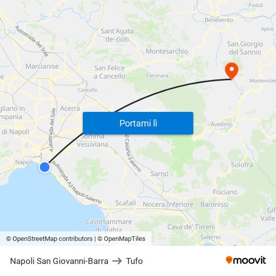 Napoli San Giovanni-Barra to Tufo map