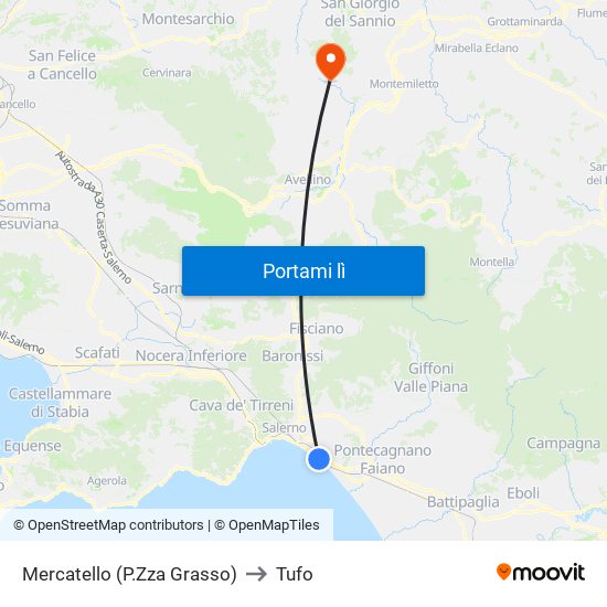 Mercatello (P.Zza Grasso) to Tufo map