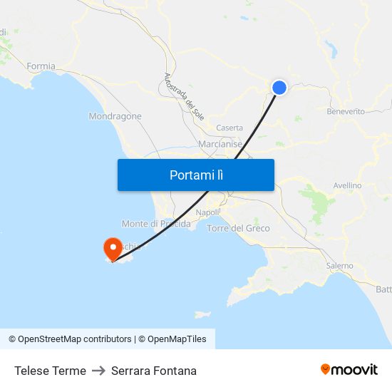 Telese Terme to Serrara Fontana map