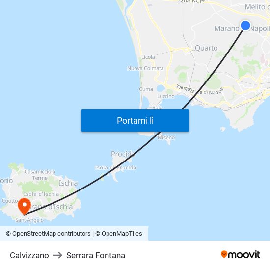 Calvizzano to Serrara Fontana map