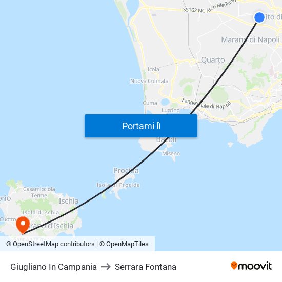 Giugliano In Campania to Serrara Fontana map