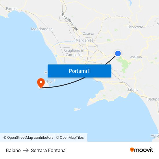 Baiano to Serrara Fontana map