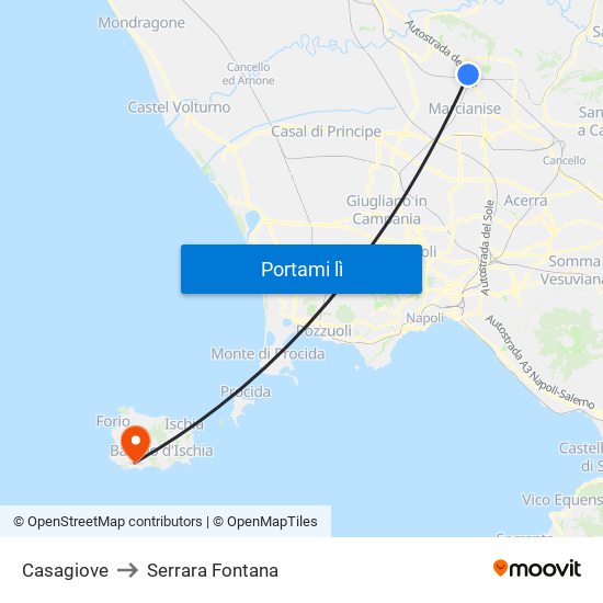 Casagiove to Serrara Fontana map