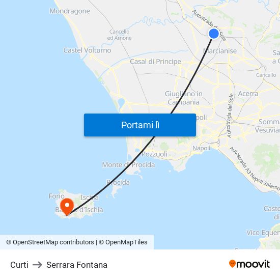 Curti to Serrara Fontana map