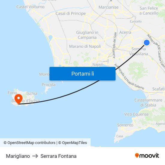 Marigliano to Serrara Fontana map