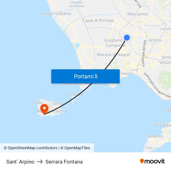 Sant' Arpino to Serrara Fontana map