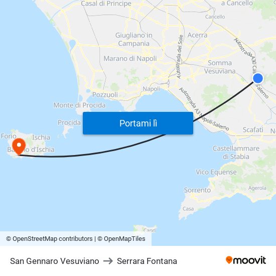 San Gennaro Vesuviano to Serrara Fontana map