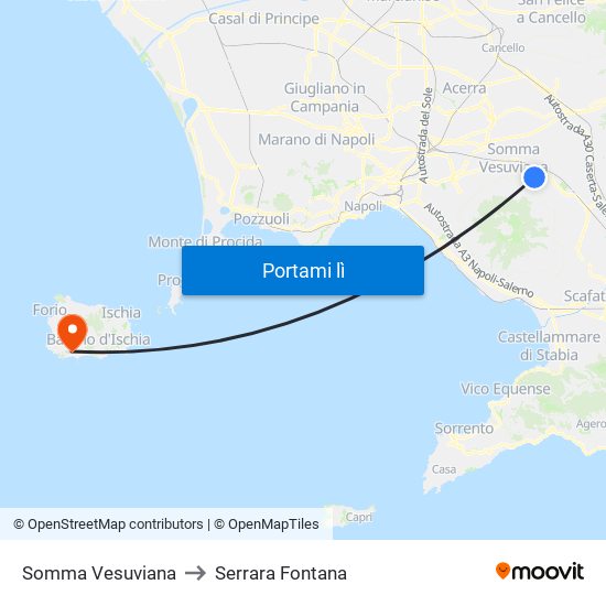 Somma Vesuviana to Serrara Fontana map