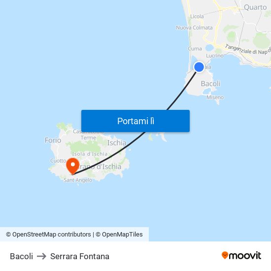 Bacoli to Serrara Fontana map