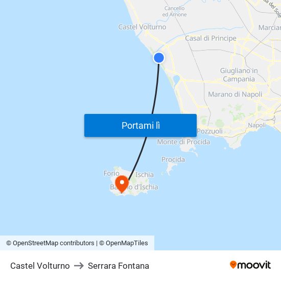 Castel Volturno to Serrara Fontana map
