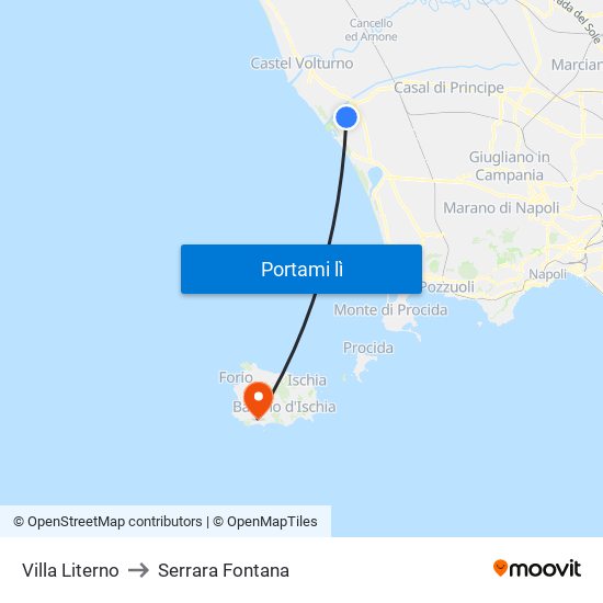 Villa Literno to Serrara Fontana map