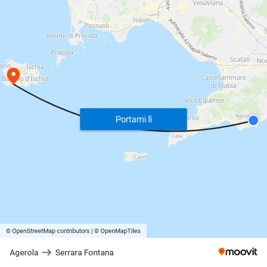 Agerola to Serrara Fontana map