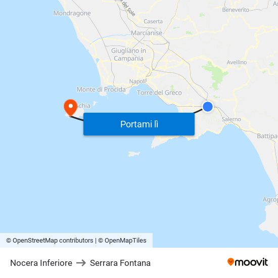 Nocera Inferiore to Serrara Fontana map