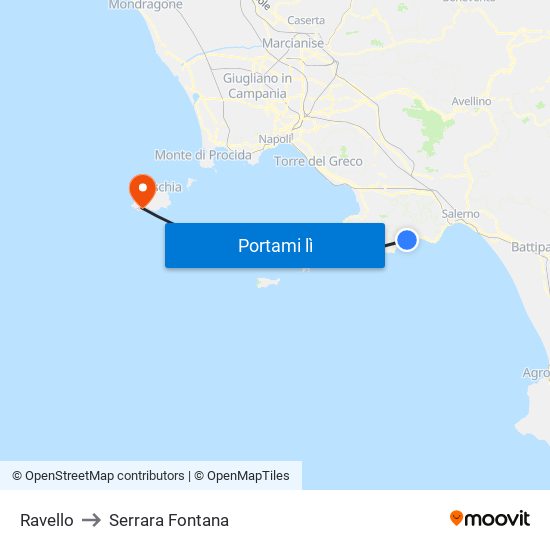 Ravello to Serrara Fontana map