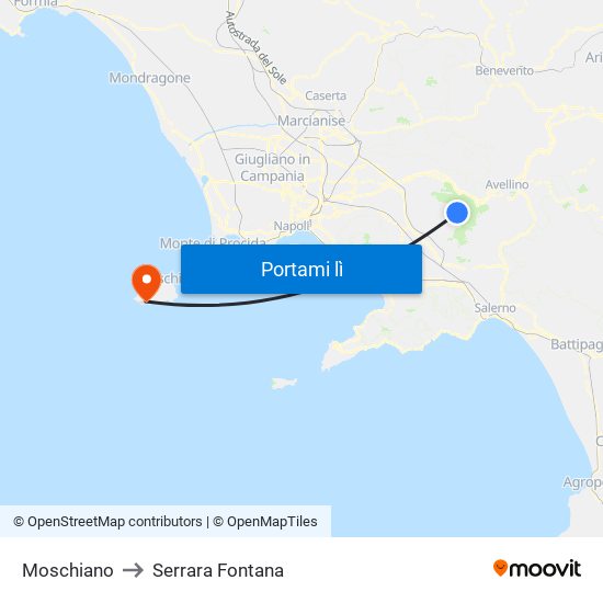 Moschiano to Serrara Fontana map