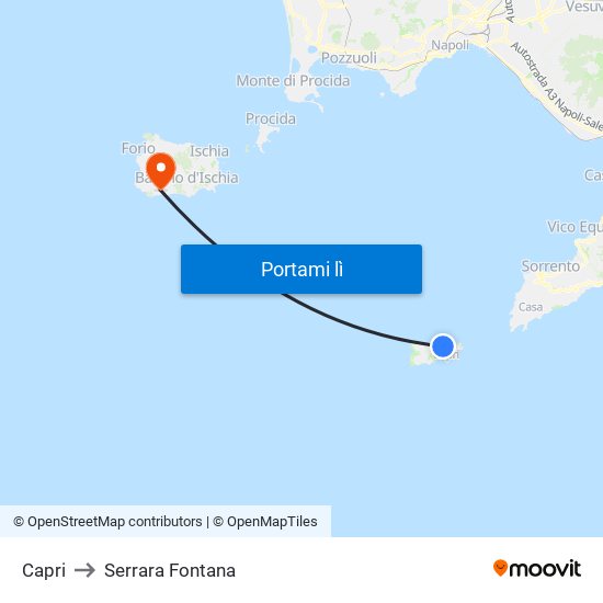 Capri to Serrara Fontana map