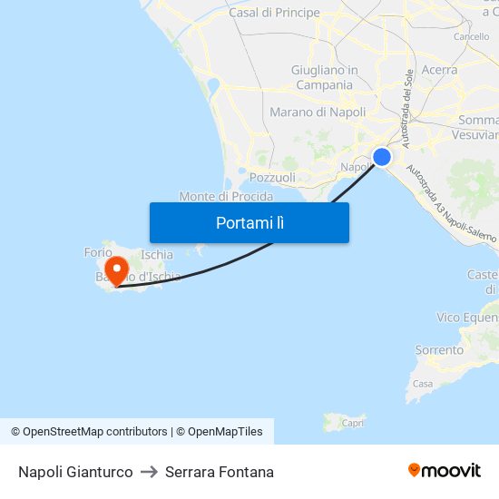 Napoli Gianturco to Serrara Fontana map