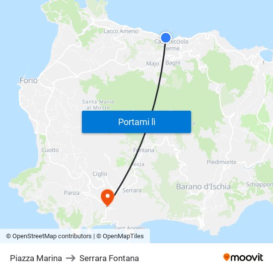 Piazza Marina to Serrara Fontana map