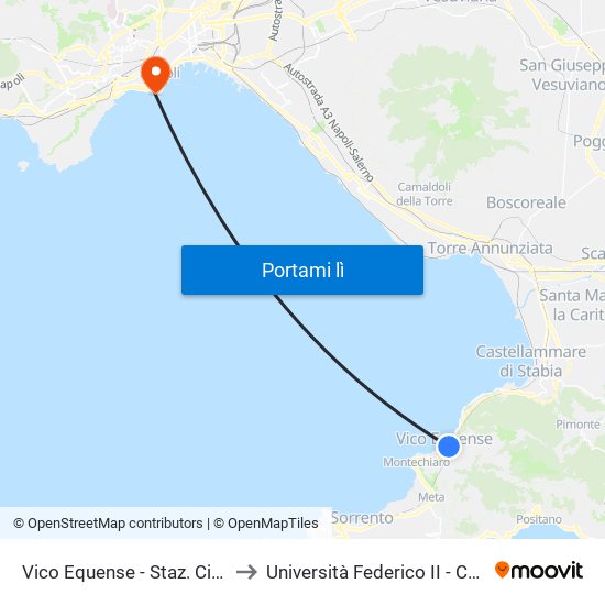 Vico Equense - Staz. Circumvesuviana to Università Federico II - Centro Congressi map