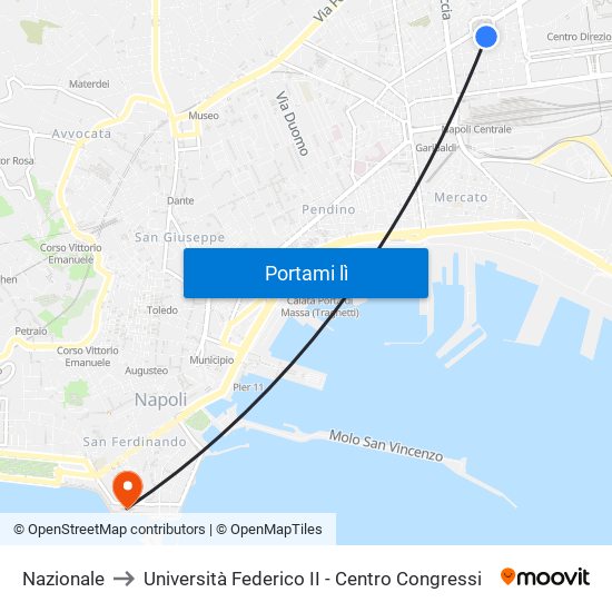 Nazionale to Università Federico II - Centro Congressi map