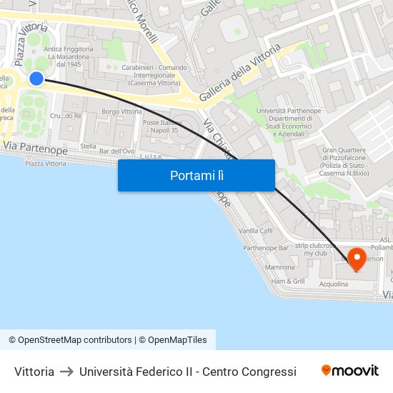 Vittoria to Università Federico II - Centro Congressi map