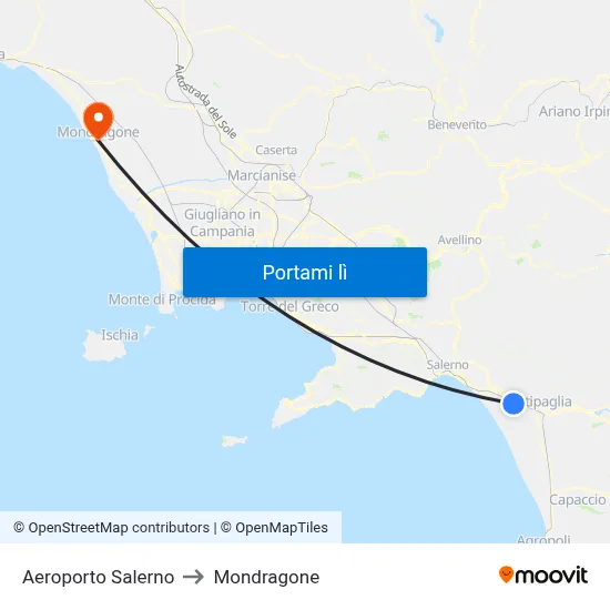 Aeroporto Salerno to Mondragone map